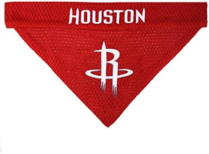 NBA Dog Bandana - Houston Rockets Reversible Pet Bandana. 2 Sided Home & Away Sports Bandana with a PREMIUM Embroidery TEAM Logo, Small/Medium