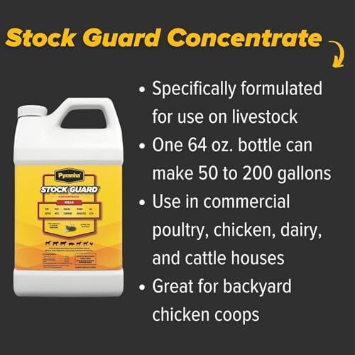PYRANHA Stock Guard Concentrate - Livestock, Barn, Milk Rooms, Dairies, Poultry & Swine Houses Indoor Fly Control | Repels Flies, Lice, Ticks, Beetles, Mites, Gnats, 64 Oz