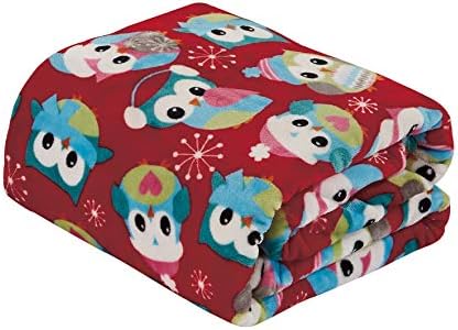 Valerian Luxury Velvet Super Soft Light Weight Blanket Prints Fleece Throw - All Year Round Home Decor, Fuzzy Warm and Cozy Throws, Couch and Gift, 50 x 60inch, Owl