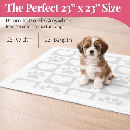 Pupiboo Disposable Dog and Cat Training Pads (100 Count) – 23x23 in Highly Absorbent Pee Pads, Leak Proof Backing, Pheromonal Attractant for Housebreaking and Indoor Potty Training