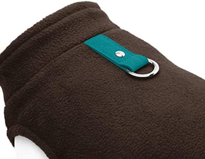 Gooby Fleece Vest Dog Sweater, Brown/Turquoise, Medium