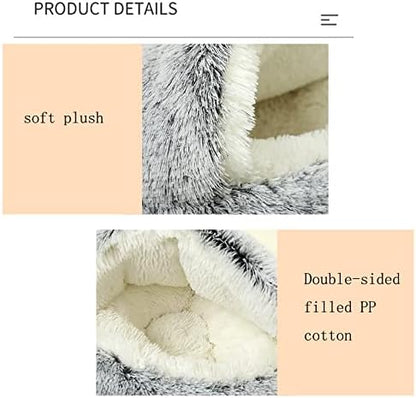 YUDANSI Cat Bed Hooded for Indoor Cats, Dog Bed with Large Covered Hood for Small Dogs Cats Puppy Kitty, Anti Anxiety Donut Cuddler, Anti Slip Plush Faux Fur Enclosed Pet Nest (Washable)(Gray-20inch)