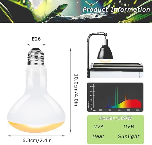 Reptile UVA Daylight Bulb, 75W Natural Sunlight Lamp for Habitats