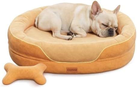 CWAWZ Large Orthopedic Dog Bed, 36 in. Dog Bed for Large Sized Dogs with Full-Surround Bolsters, Dual-Sided Dog Cooling Beds with Memory Foam, Washable Pet Sofa Couch with Nonslip Bottom, Brown