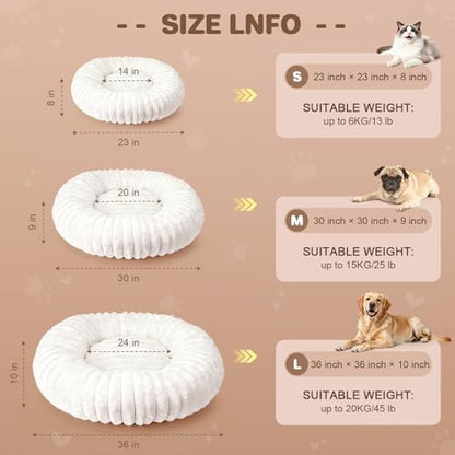 Donut Dog Bed for Large Dogs - Pet Bed with Removable Cover, Self-Heating Winter Pet Beds for Medium & Big Dogs, Egg Tart Design (L) Dog beds Medium Sized Dog self Warming