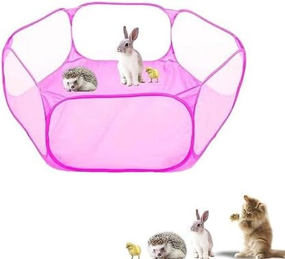 Small Animals Playpen, Portable Pop-up Open Interactive Pet Tent, Indoor Outdoor Fence for Rabbits, Guinea Pig, Hamster, Chinchillas, Kittens, Puppies