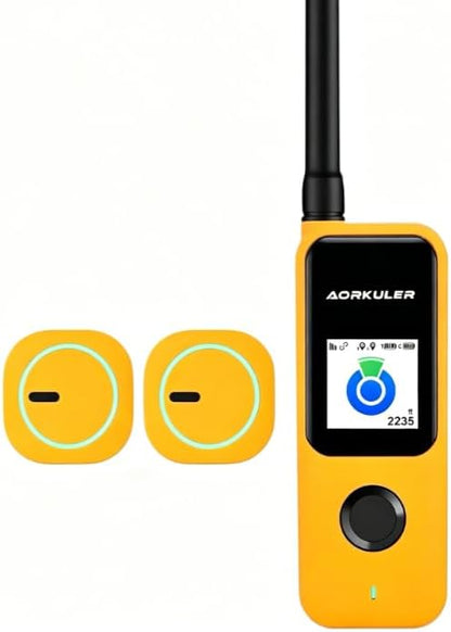 GPS Dog Tracker for 2 Dogs - Off-Grid Long Range Tracking System, No App/Cellular Required, Water-Resistant Pet Finder for Hiking & Forest Exploration (Yellow)