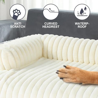 Dog Couch Bed, Couch Cover for Dogs Washable, Dog Bed for Couch(White, L)