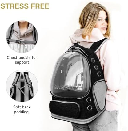 Cawypety Cat Backpack Carrier Large Space Bubble Backpack up to 12lbs Black