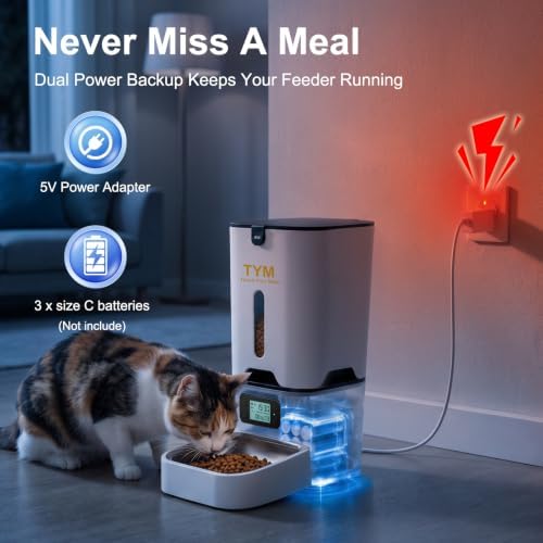 TYM Automatic Cat Feeder, 7L Large-Capacity Cat Food Dispenser with Timer