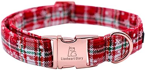 Lionheart glory Christmas Plaid Dog Collar Adjustable Soft Dog Collar with Bowtie, Pet Gift Dog Collars Bow for Small Medium Large Dogs