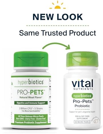 Vital Nutrients Pro-Pets Probiotic for Dogs & Cats, 60 Micro-Pearls