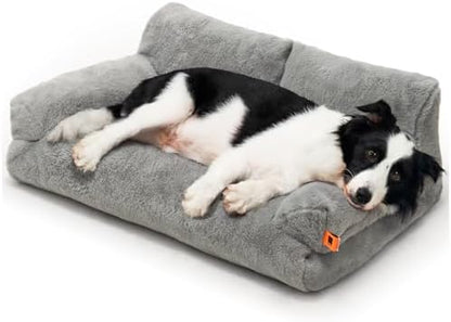 MEWOOFUN Cat Bed for Indoor Cats, Washable Dog Beds for Small Medium Dogs & Cats, Fluffy Cat Couch with Non-Slip Bottom (Grey, 33.5" L x 25.6" W x 11.5" Th)
