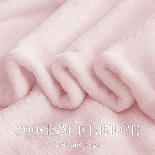 NICETOWN Pink Flannel Fleece Throw Blanket, 60x80 Inches Soft Twin Size Blanket for Couch, Cozy, Warm, Lightweight and Decorative for Gift/Travel/Camping