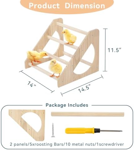 PETSFIT Baby Chick Roosting Bar, Anti-Rotation, Solid Wood, for Brooder