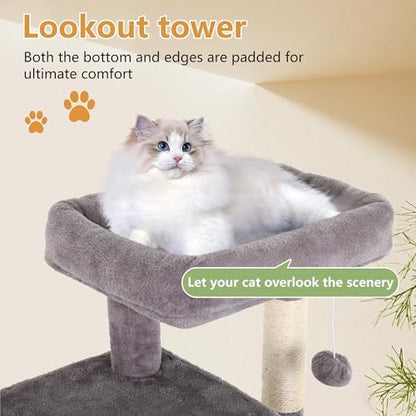 FDW | 36" Cat Tree Tower | Ashy | Sturdy Multi-Level Cat Tree