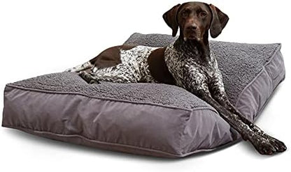 South Pine Porch Buddy Reversible Rectangle Pillow Style Microfiber and Sherpa Dog Bed with Removable, Machine-Washable Cover, Gray Sherpa, Medium (42 in. x 30 in.)