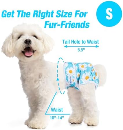 Pet Soft Female Dog Diapers, 3 Pack Washable Dog Diapers for Dogs in Heat Reusable Dogs Period Panties, Puppy Diapers Female (Flower, S)