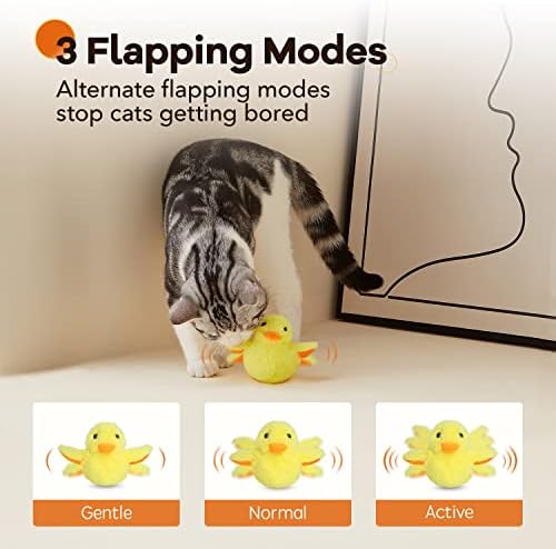 Potaroma Cat Toys Rechargeable Flapping Duck with SilverVine Catnip, Lifelike Quack Chirping, Touch Activated Kitten Kicker Plush Interactive Exercise Toys for All Breeds
