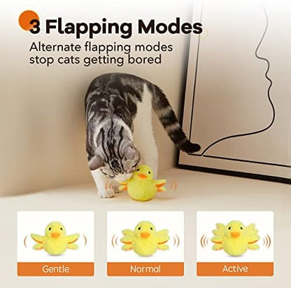 Potaroma Cat Toys Rechargeable Flapping Duck with SilverVine Catnip, Lifelike Quack Chirping, Touch Activated Kitten Kicker Plush Interactive Exercise Toys for All Breeds