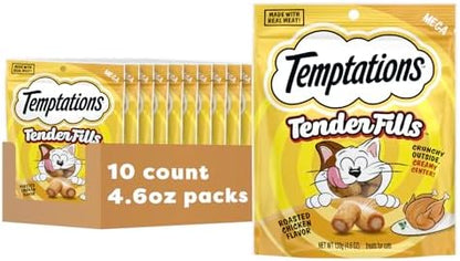 Temptations Tender Fills Cat Treats, Roasted Chicken, 4.6 oz, 10 Pack