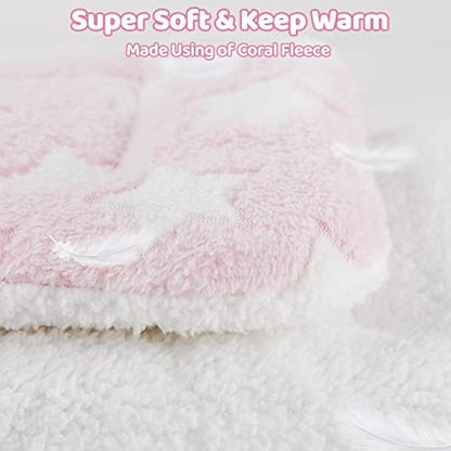 Amakunft 2 Pcs Guinea Pig Bed Mat Washable, Rabbit Winter Bed Pad for Indoor, Warm Small Animal Bed Mattres, Fleece Sleeping Pad for Bunny, Rat, Hedgehog, Sugar Glider, Chinchilla