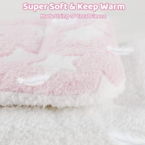 Amakunft 2 Pcs Guinea Pig Bed Mat Washable, Rabbit Winter Bed Pad for Indoor, Warm Small Animal Bed Mattres, Fleece Sleeping Pad for Bunny, Rat, Hedgehog, Sugar Glider, Chinchilla