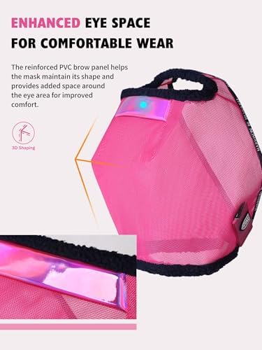Harrison Howard Reinforced Horse Fly Mask with Mirror PVC Brow Support, Enhanced Eye Space, UV Protection Magenta L