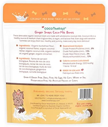 CocoTherapy Coco-Milk Bones Dog Treat (Ginger Snaps) 6 Oz.