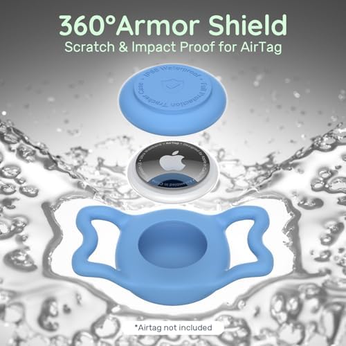 IP68 Waterproof Dog AirTag Holder for Dog Collar, Soft, Stretchy Silicone