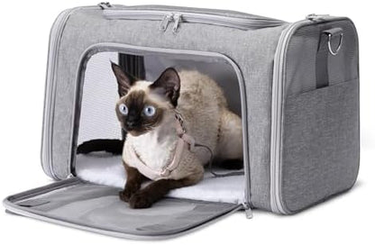 Amazon Basics Soft Cat & Dog Carrier with Adjustable Shoulder Strap, Airline-Approved, Foldable and Portable Design, Mesh Ventilation, Folds Flat for Storage