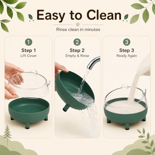 Meow&Woof Hamster Sand Bath Container, Large Sandbox Toilet Gerbil Batheoom, Tiny Chinchilla Dust Bathtub Sand Bath Box for Hamster Cage Accessories 5.2 Inch-Dark Green