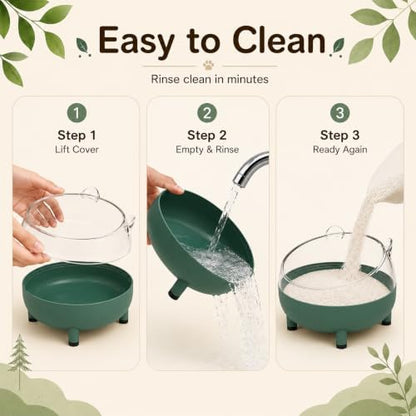 Meow&Woof Hamster Sand Bath Container, Large Sandbox Toilet Gerbil Batheoom, Tiny Chinchilla Dust Bathtub Sand Bath Box for Hamster Cage Accessories 5.2 Inch-Dark Green