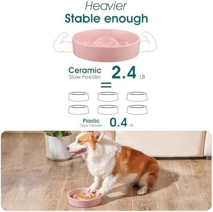 vancasso Ceramic Slow Feeder Dog Bowl, 1.5 Cup Puzzle Dish for Medium Breed