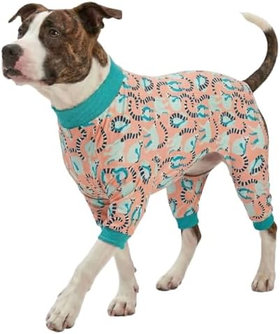 LovinPet Pitbull Dog Large Dog PJs, Pastel Lemur Print, 3XL