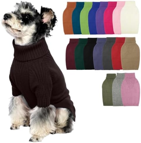 Turtleneck Dog Sweater,Thermal Knitted Sweater for Small Dogs Girl Boy, M