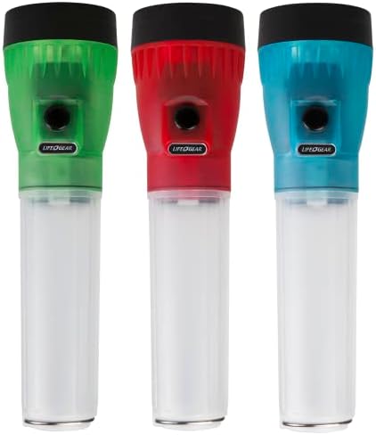 Life Gear LED Flashlight with Glow Handle, Emergency Flasher and Storage Compartment, RED