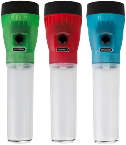 Life Gear LED Flashlight with Glow Handle, Emergency Flasher and Storage Compartment, RED
