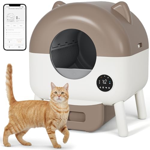 Greesum Fully Enclosed Self-Cleaning Cat Litter Box, 76L Large Capacity
