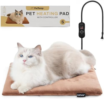Pet Heating Pad for Cats and Dogs, Heated Cat Bed & Dog Heating Pad with 5 Temperature Levels, Waterproof Heated Pet Mat with Timer, Auto Power-Off and Chew Resistant Cord, 16'' x 13''