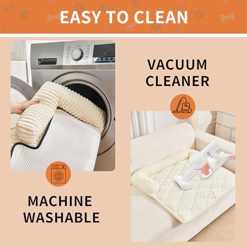 HAOMAIJIA Dog Couch Bed for Small Dogs, Non Slip Pet Couch Covers for Sofa Thick Soft Washable Dog Couch Cover Protector All Seasons Universal Dogs and Cats Bed Mat (Off White, Small)