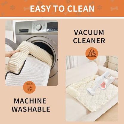 HAOMAIJIA Dog Couch Bed for Small Dogs, Non Slip Pet Couch Covers for Sofa Thick Soft Washable Dog Couch Cover Protector All Seasons Universal Dogs and Cats Bed Mat (Off White, Small)