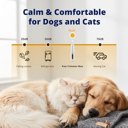Silent Pet Paw Trimmer | Cordless Paw Trimmer for Grooming w/Light