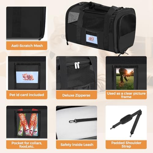 Large Soft Cat Carrier Up to 28 Lbs, Washable Pet Bag Medium to Big Pets