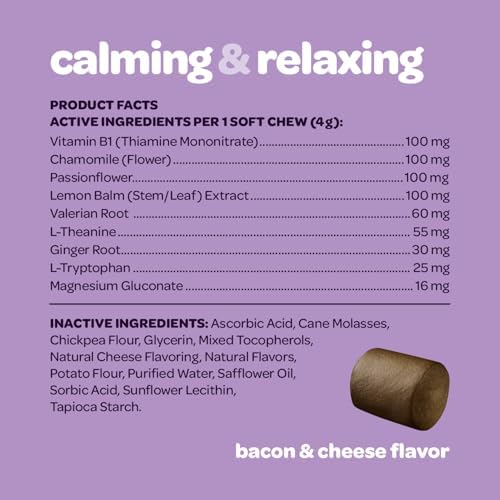 Calming Chews for Dogs | Herbal Dog Calming Chews for Anxiety from Normal and Occasional Stressors Including Separation Storms Grooming & Travel | NASC Certified & Made in the USA | 60 Count