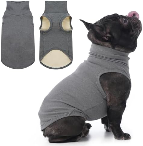 IECOii Small Dog Sweater,Stretch Fleece Vest - Grey, Medium