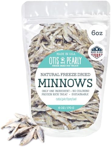 Otis & Pearly Freeze Dried Minnow Dog Treats - Single Ingredient, Made in USA - Healthy Protein Treat for Small, Medium, Large Breeds, Cats (6 oz)