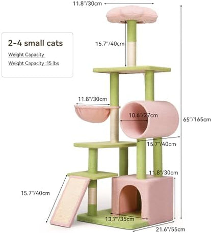 YITAHOME 65in Tall Flower Cat Tree Tower