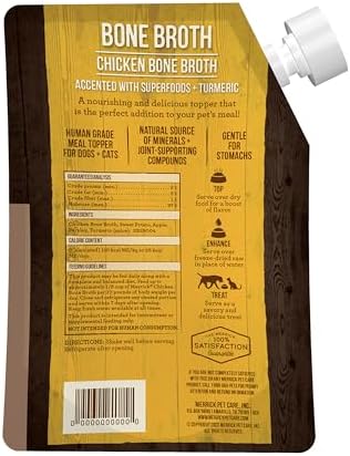 Merrick Grain Free Chicken Bone Broth Dog and Cat Food Topper, 16 oz Pouch