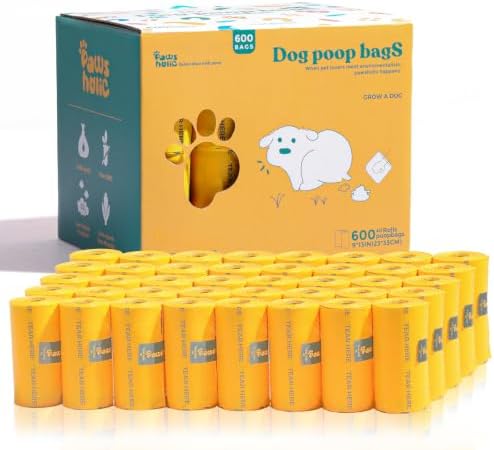 Dog Poop Bags Rolls Extra thick and Guaranteed Leak Proof Poop Bags for Dogs,600 Count 40 Rolls,Unscented,Cornstarch Based Doggie Poop Bag for Puppy and Big Dogs